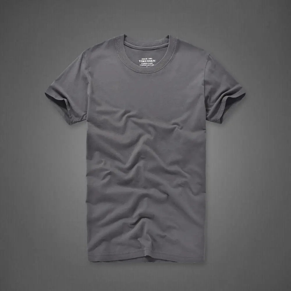 100% Cotton O-neck Short Sleeve Solid Color Casual Tee shirt