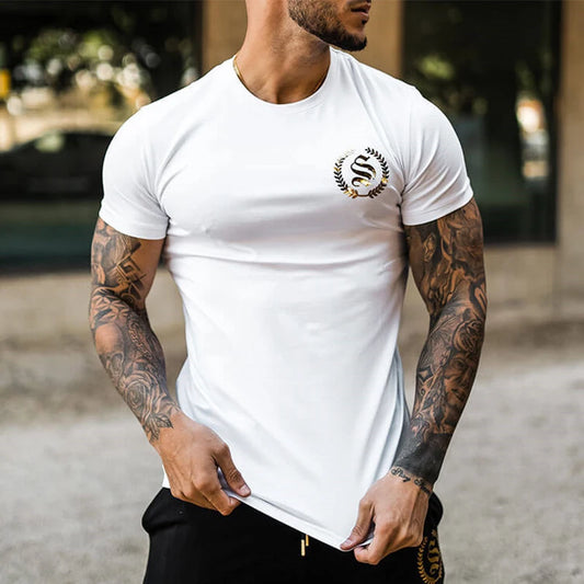 Cotton Male Bodybuilding Workout Skinny Tee shirt Summer Casual Tops Clothing Men T-shirt